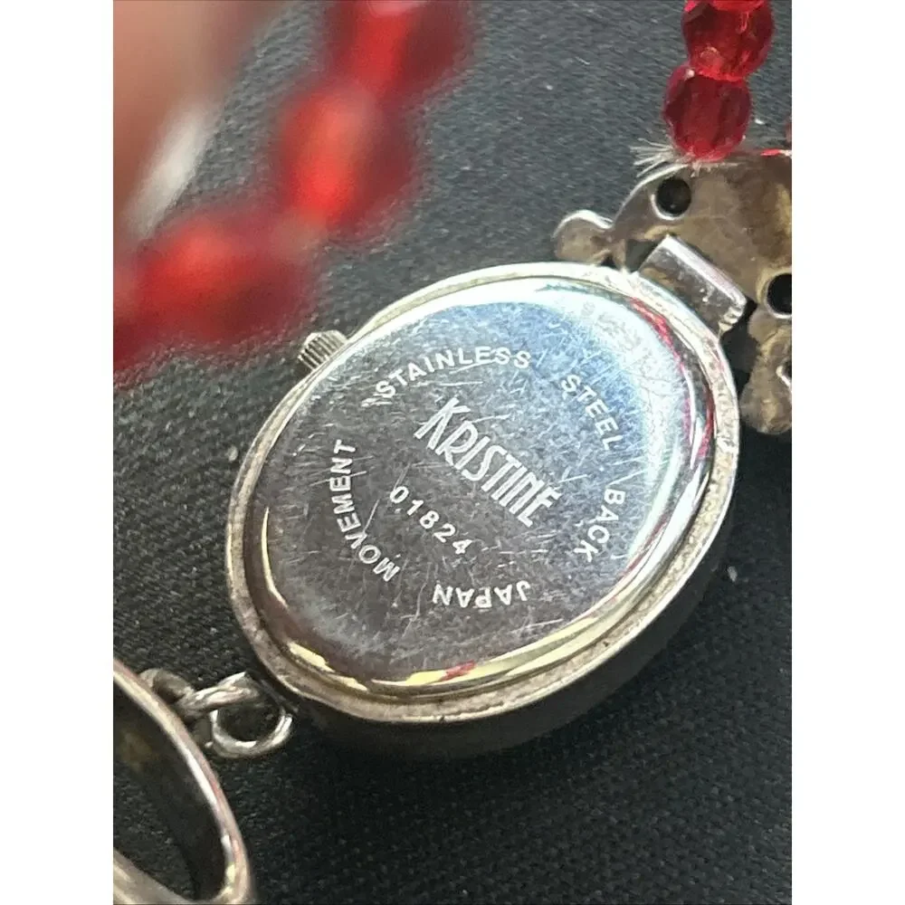 Kristine Silver Tone Red Get Band Women’s Quartz Watch